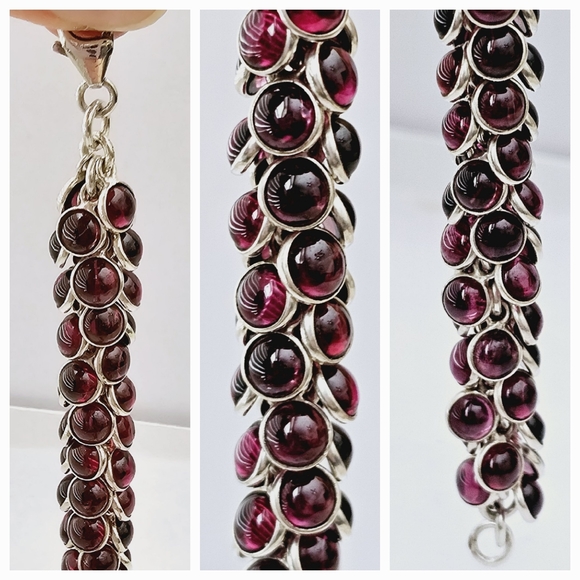 Silpada Sterling Silver Garnet Stone Cha Cha Bracelet B1049 - Picture 12 of 16